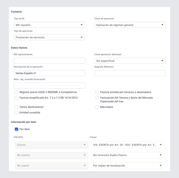 1. Ventas en territorio español